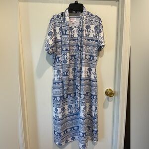 LuLaroe, Marley Dress, size small. Blue and White.